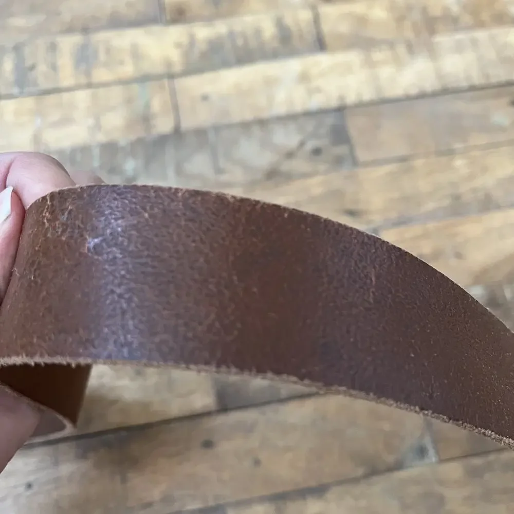 Will Belt Men's 34 Hand Crafted Genuine Leather Belt Brown Silver Buckle Mexico